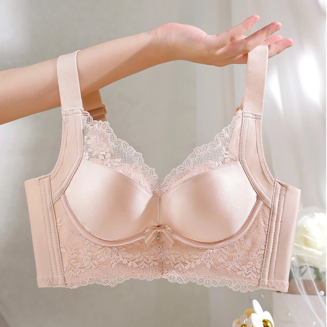 【繁花梦境】蚕丝内衣女聚拢上托收副乳无钢圈柔软显大调整型文胸罩