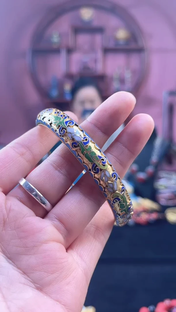 非遗 景泰蓝金地手镯 63 宝蓝