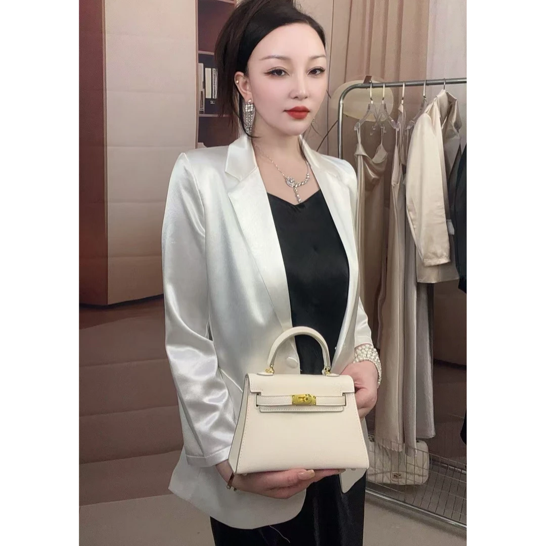 新款时尚韩版西装设计感优雅气质外套流光缎面显瘦百搭西服女8516