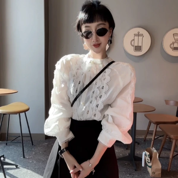 XIAOBAI早春蕾丝衬衣气质时尚洋气衬衫