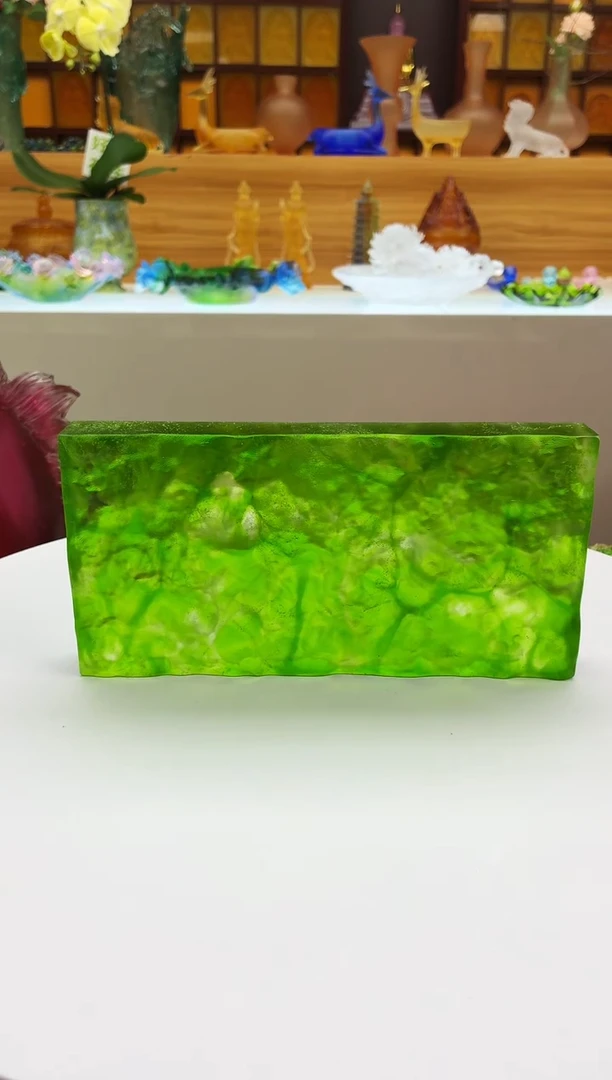 手工艺品琉璃绿色冰裂纹干泡台20*10*2.5公分