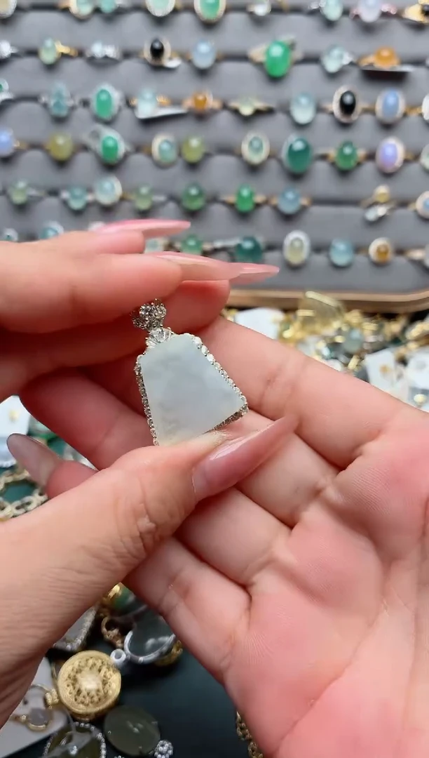 吊坠(不含链)银S925镶嵌翡翠.