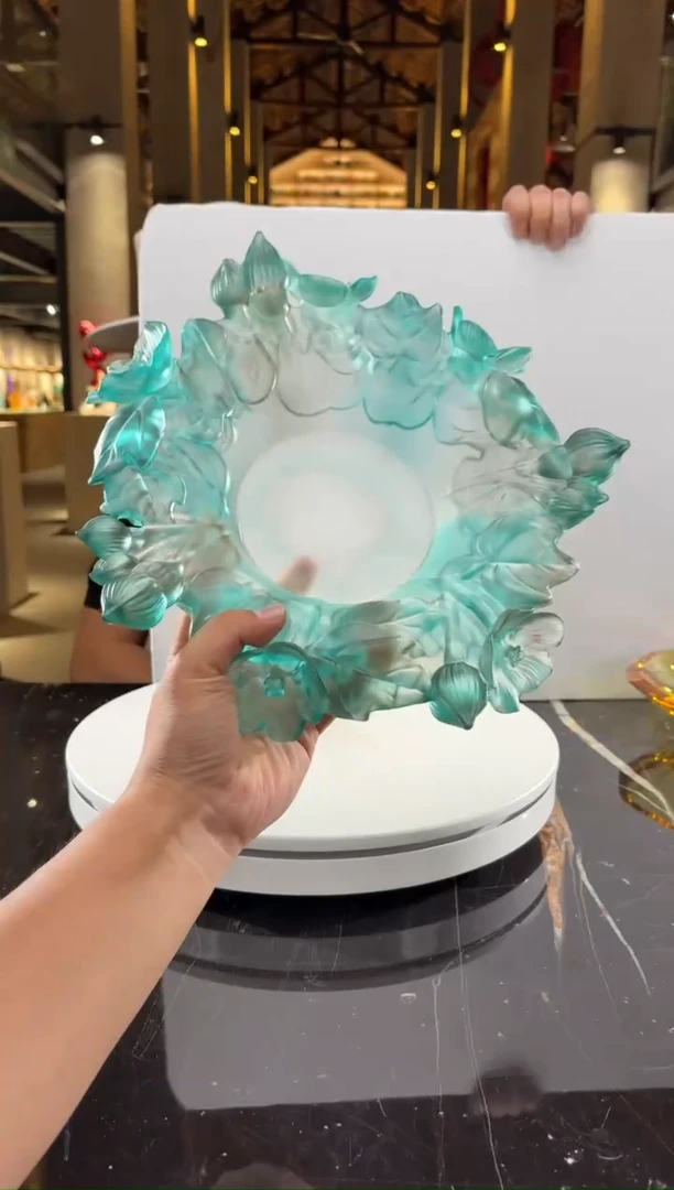 摆件天青色艺术琉璃果盘