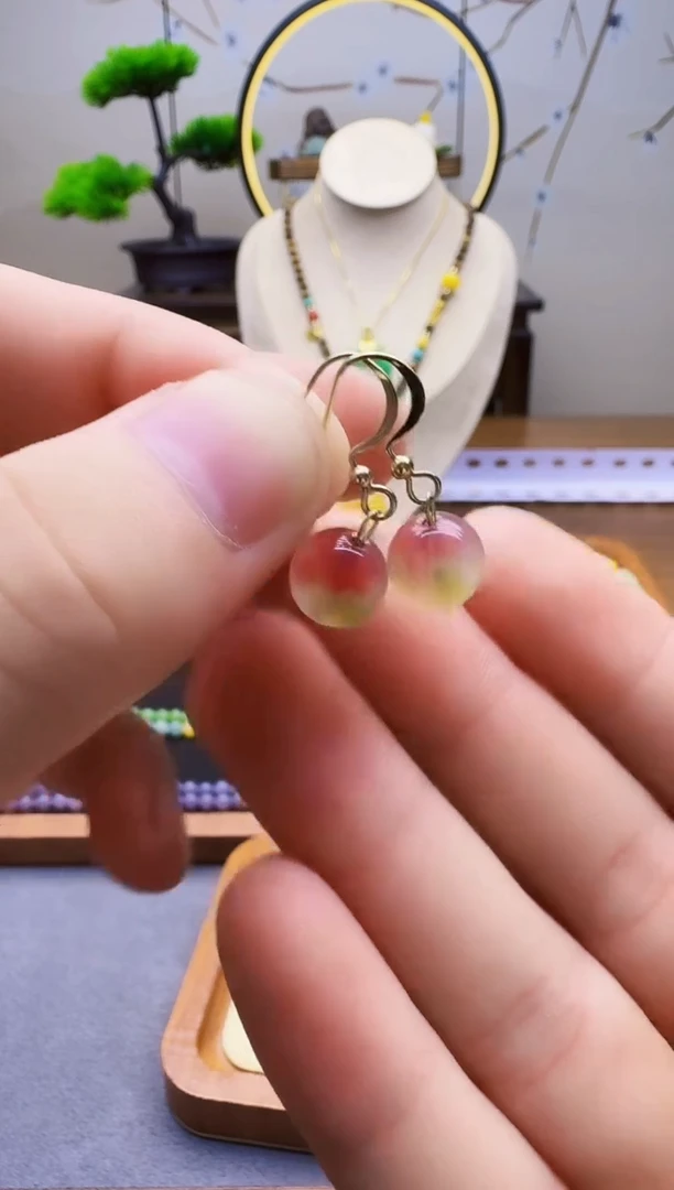 14K金镶嵌耳饰碧玺E133