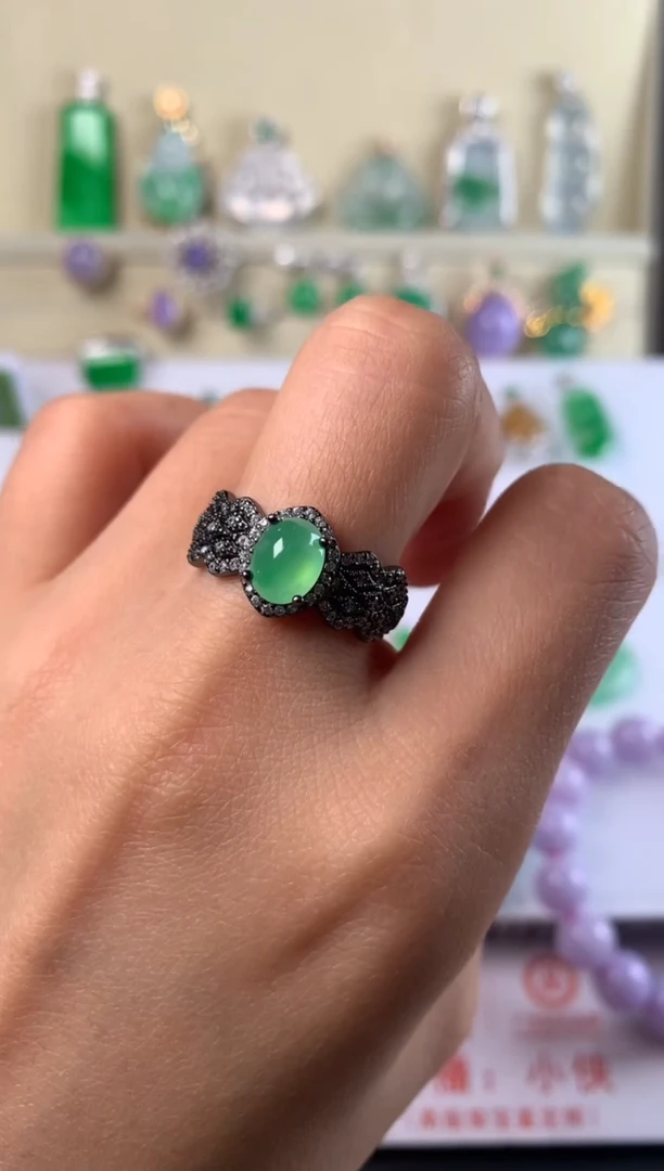 银S925镶嵌戒指翡翠戒指