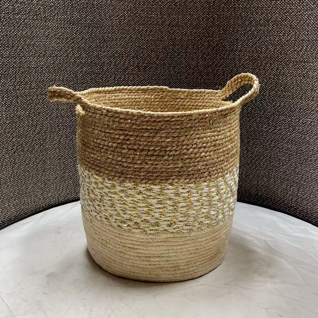 3628瑕疵款 直径30高28cm 家用草编收纳筐创意鸡蛋篮子简约花盆套