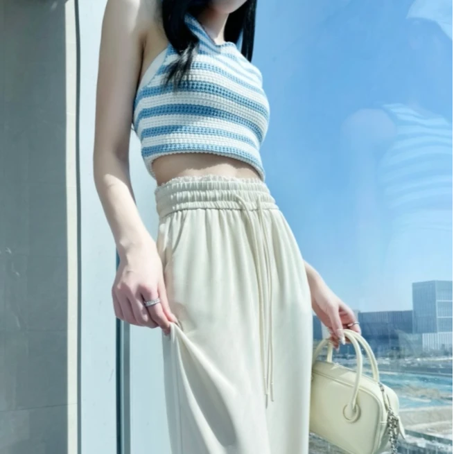 窄版蕾丝垂感阔腿裤女夏季薄款2025年新款高腰显瘦宽松休闲直筒裤