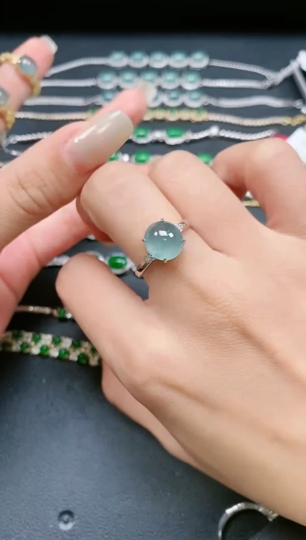翡翠戒指银S925镶嵌111111