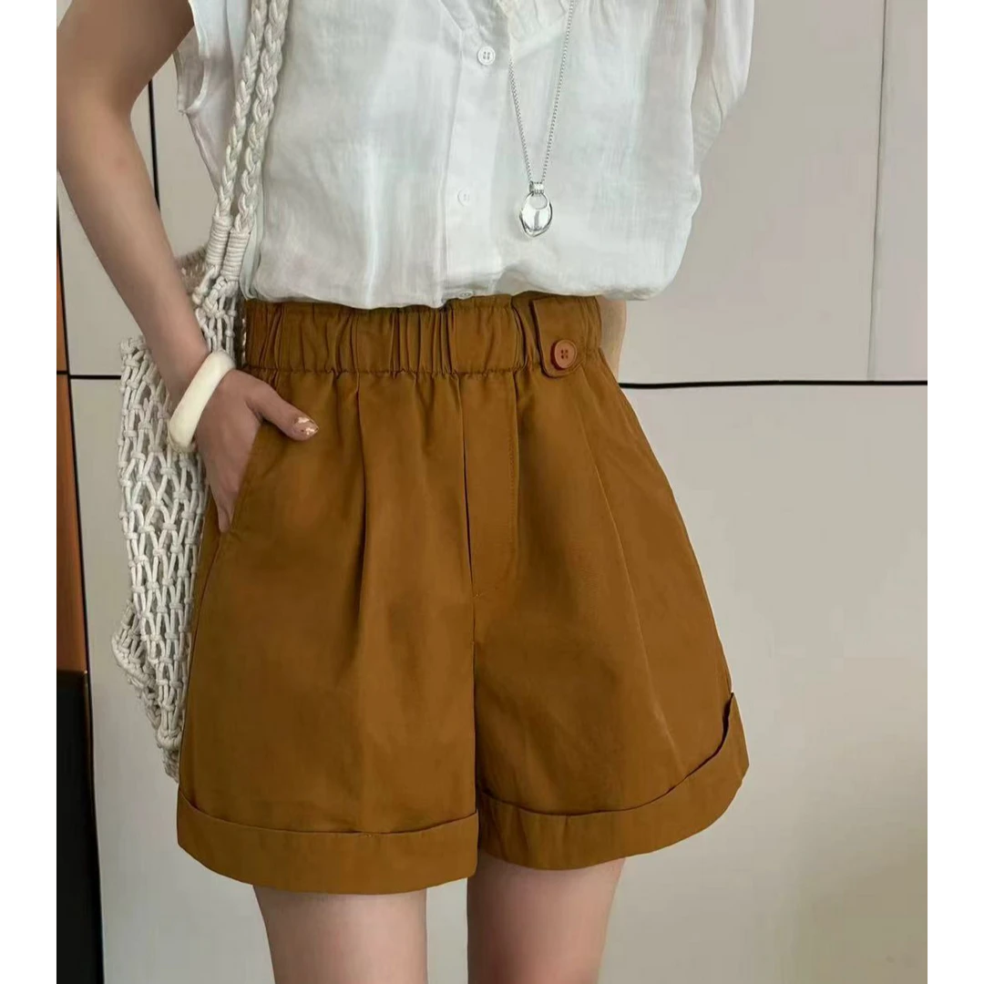 1575#百搭花苞腰短裤