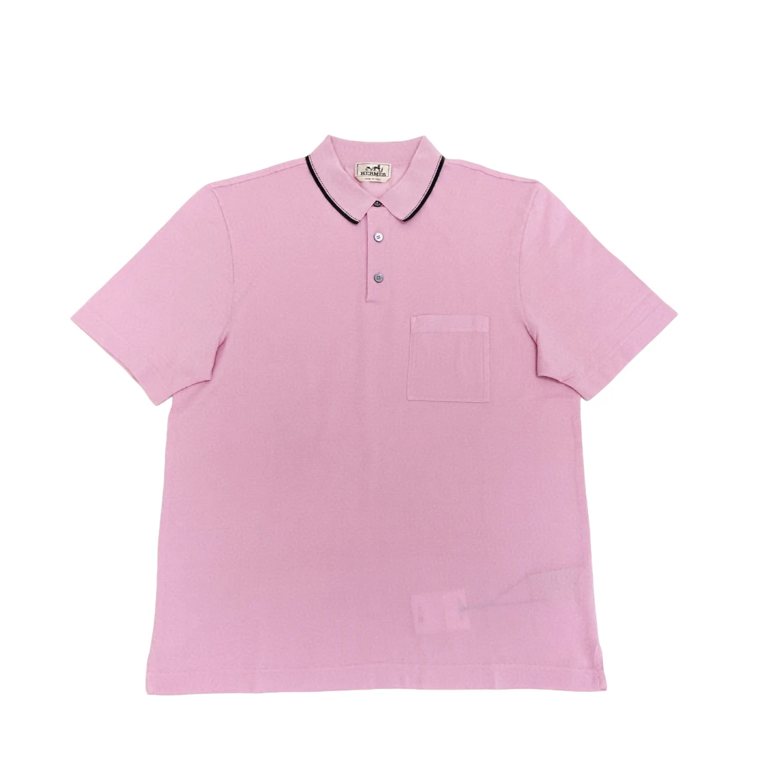 全新未使用 Hermes/爱马仕 爱马仕 男士彩色系领口拼色短袖Polo衫