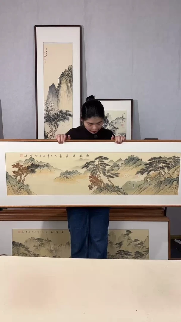 国画手绘*松风雅居图52*172cm带框发货