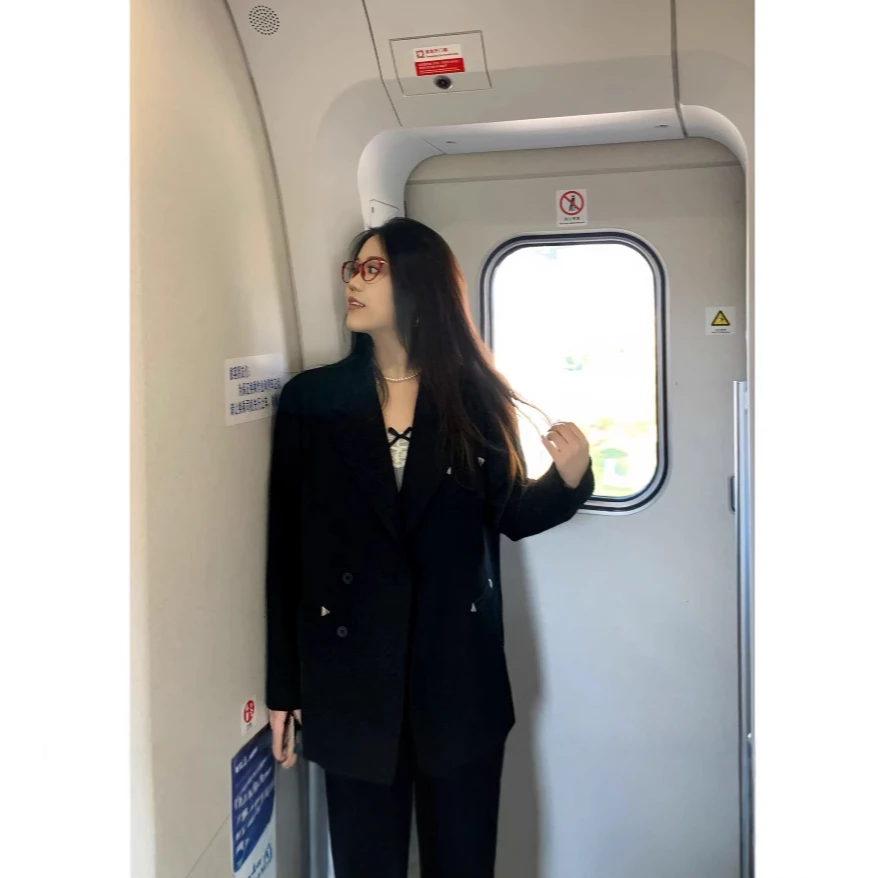 胖mm设计感宽松休闲百搭西装外套女2025春秋大码显瘦气质西服上衣