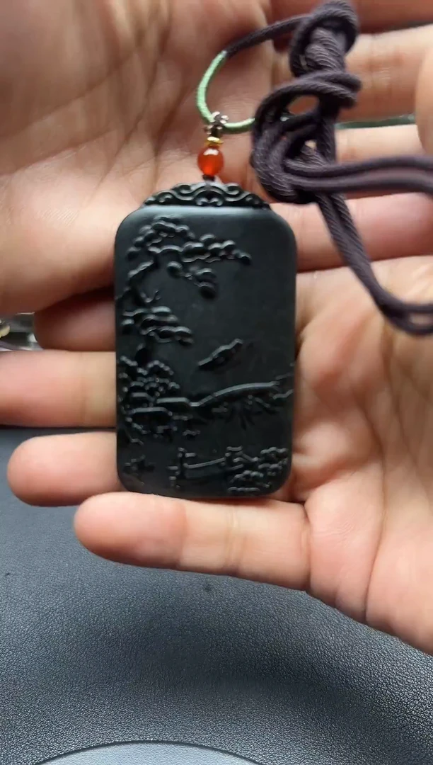 颈饰未镶嵌和田玉塔青山水牌