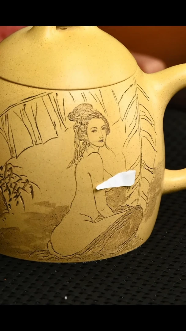 茶壶紫砂本绿东石刻绘美女秦权416