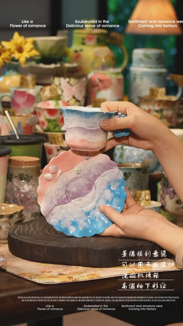 陶瓷景德镇高温釉下彩手工手绘款式