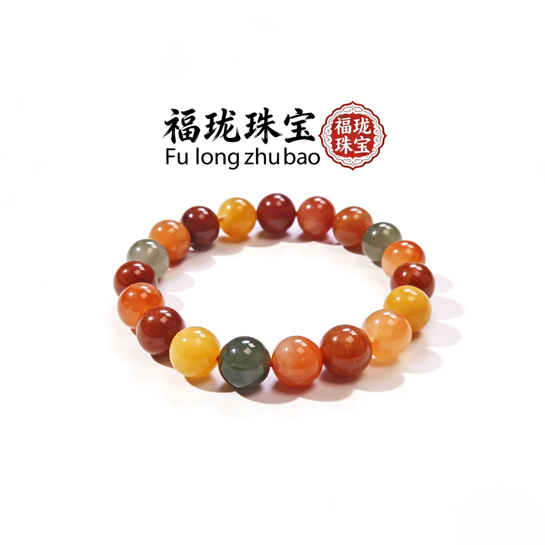 【福禄寿】天然水晶百搭小众招财女款时尚红发绿发晶饰品礼物手串