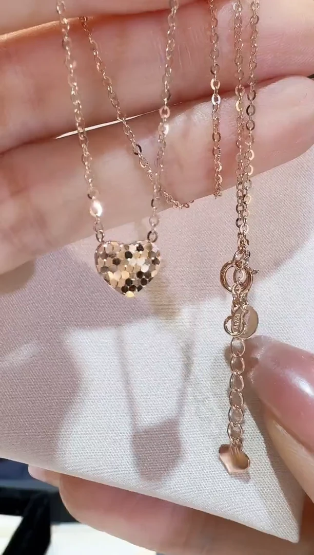 【闪购商品】18K金项链18k金爱心车花套链