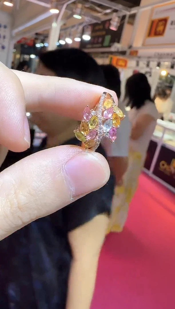 银S925镶嵌戒指碧玺设计款多样性发一件