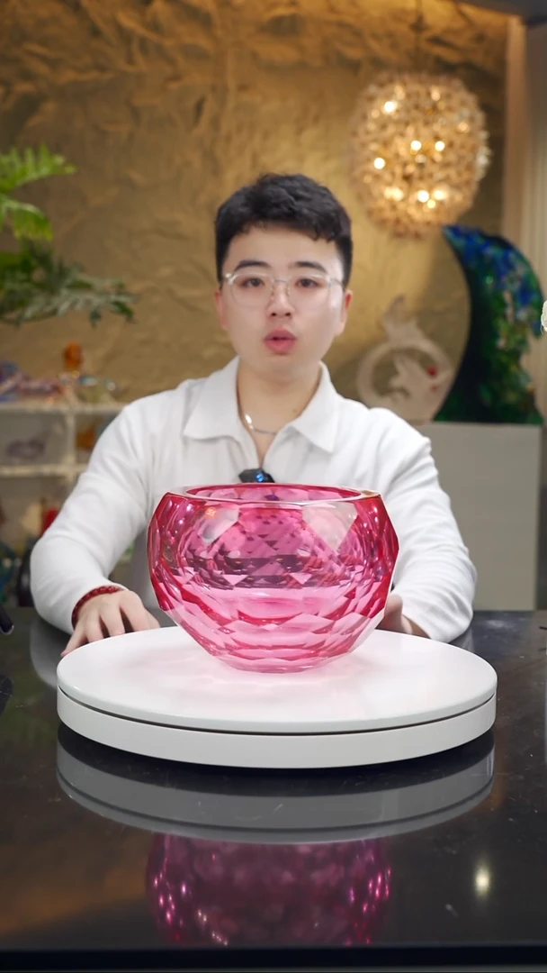 手工艺品琉璃子*金红色切面聚宝盆