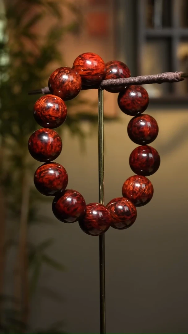 降真香手串/手链海南红降爆满芝麻1.8cm53克加
