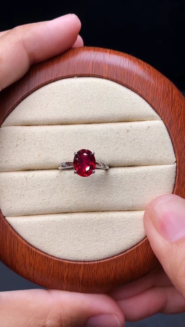 银S925镶嵌戒指红宝石11