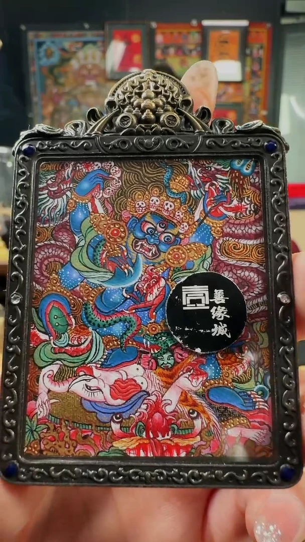 吊坠壹善缘城手绘唐卡大黑天