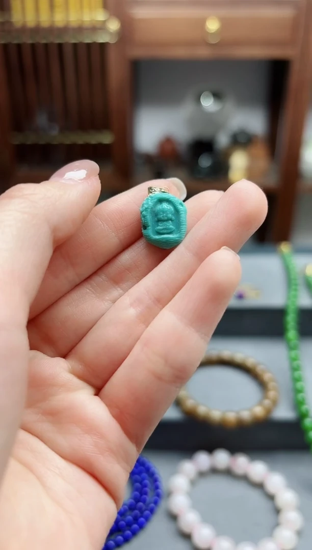 【闪购商品】绿松石颈饰18K金镶嵌18k金松石吊坠GW赠链