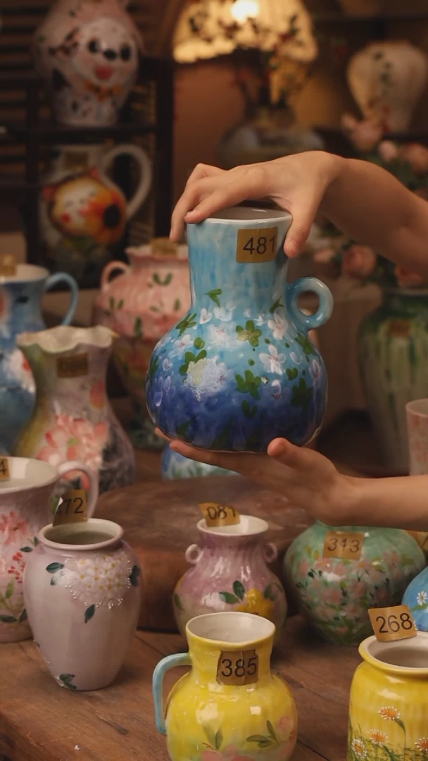 陶瓷481景德镇设计师手作花器摆件侘寂风