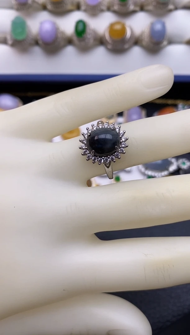 翡翠戒指银S925镶嵌/0020