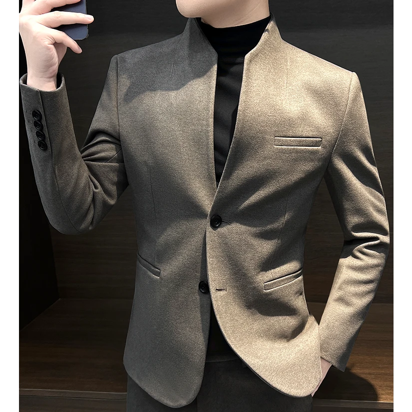 奇珀菲仑立领西装男新款秋季商务休闲西装男装高级感时尚西服外套