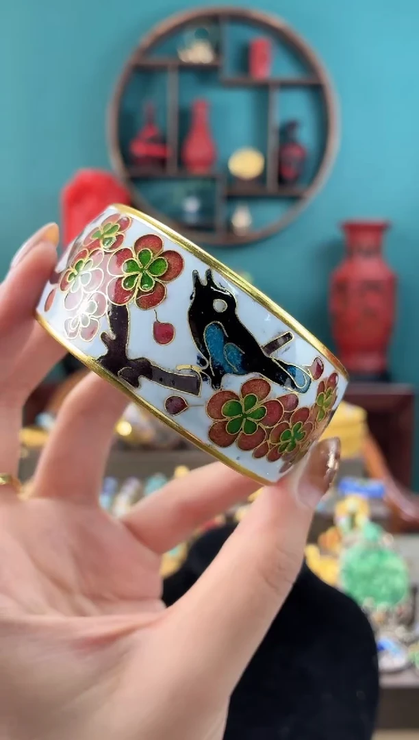 小* 非遗景泰蓝轮胎镯子59-65白色鸟