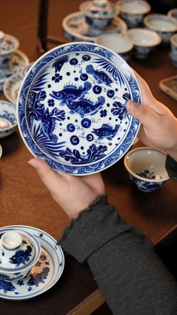 满鳜鱼藻纹理壶承
