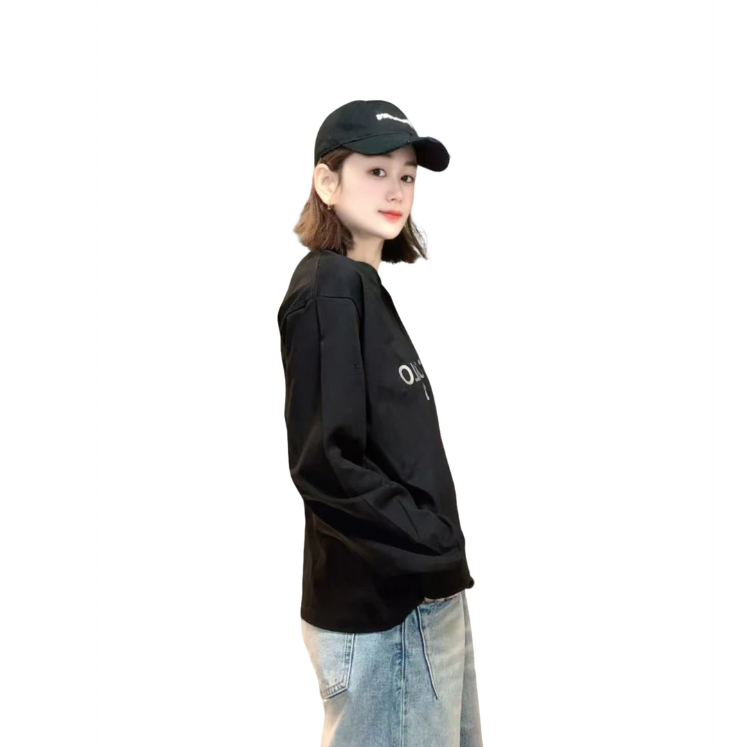 新款C字母长袖T恤潮流时尚休闲宽松简约百搭圆领情侣长袖T恤