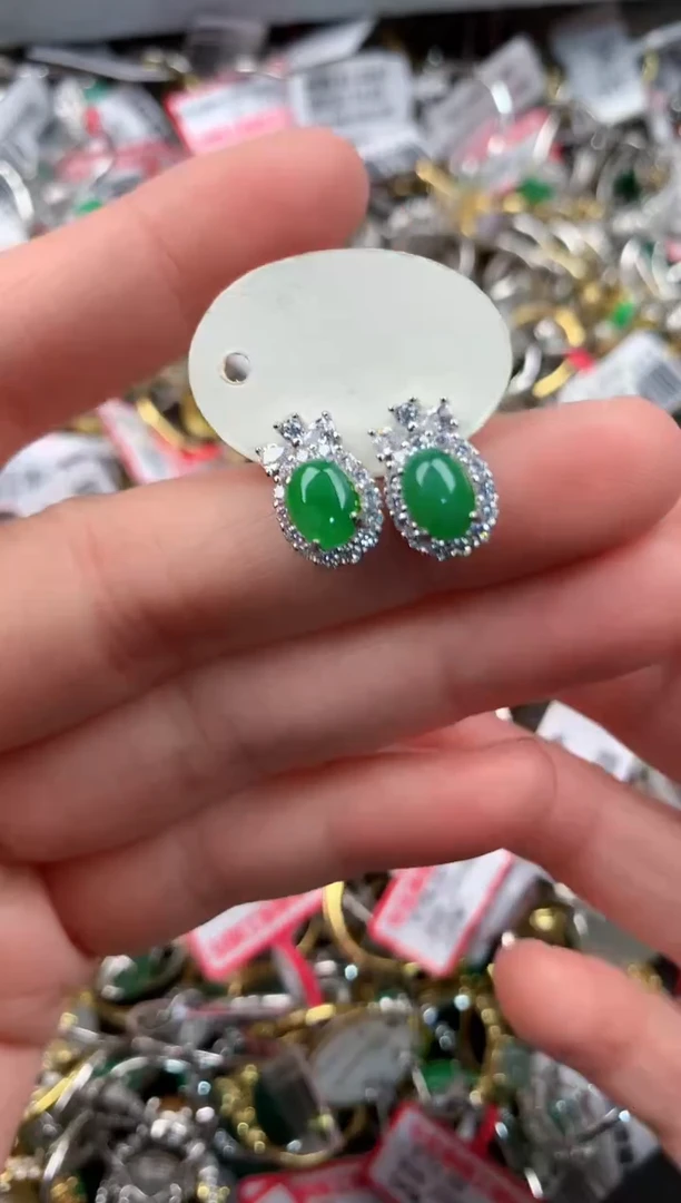 银S925镶嵌戒指翡翠888  8