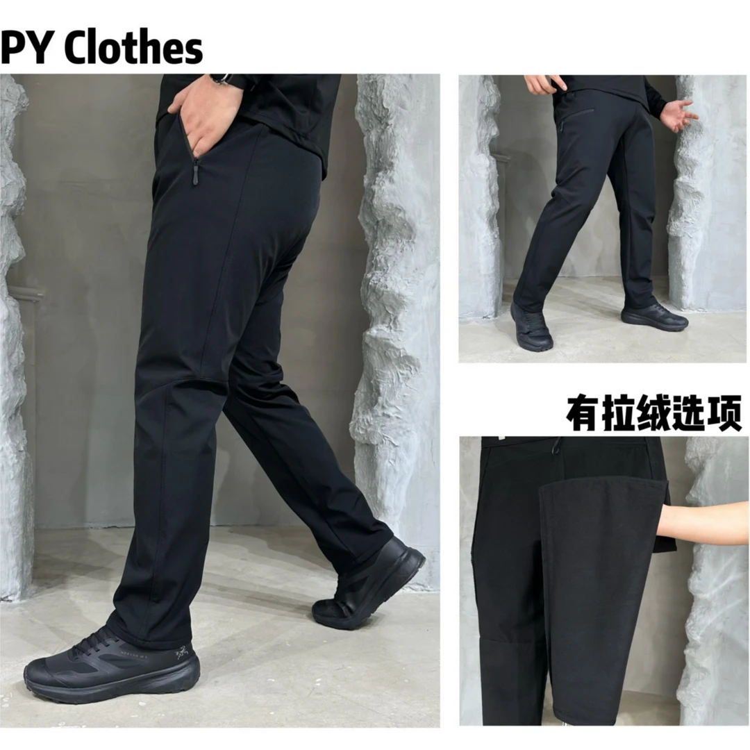 【有拉绒】胖语大码男装秋冬城市机能户外软壳拉绒休闲直筒裤9206#N