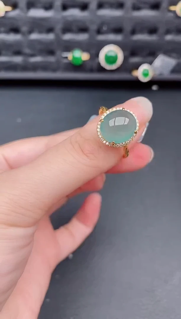 银S925镶嵌戒指翡翠天然a货翡翠250