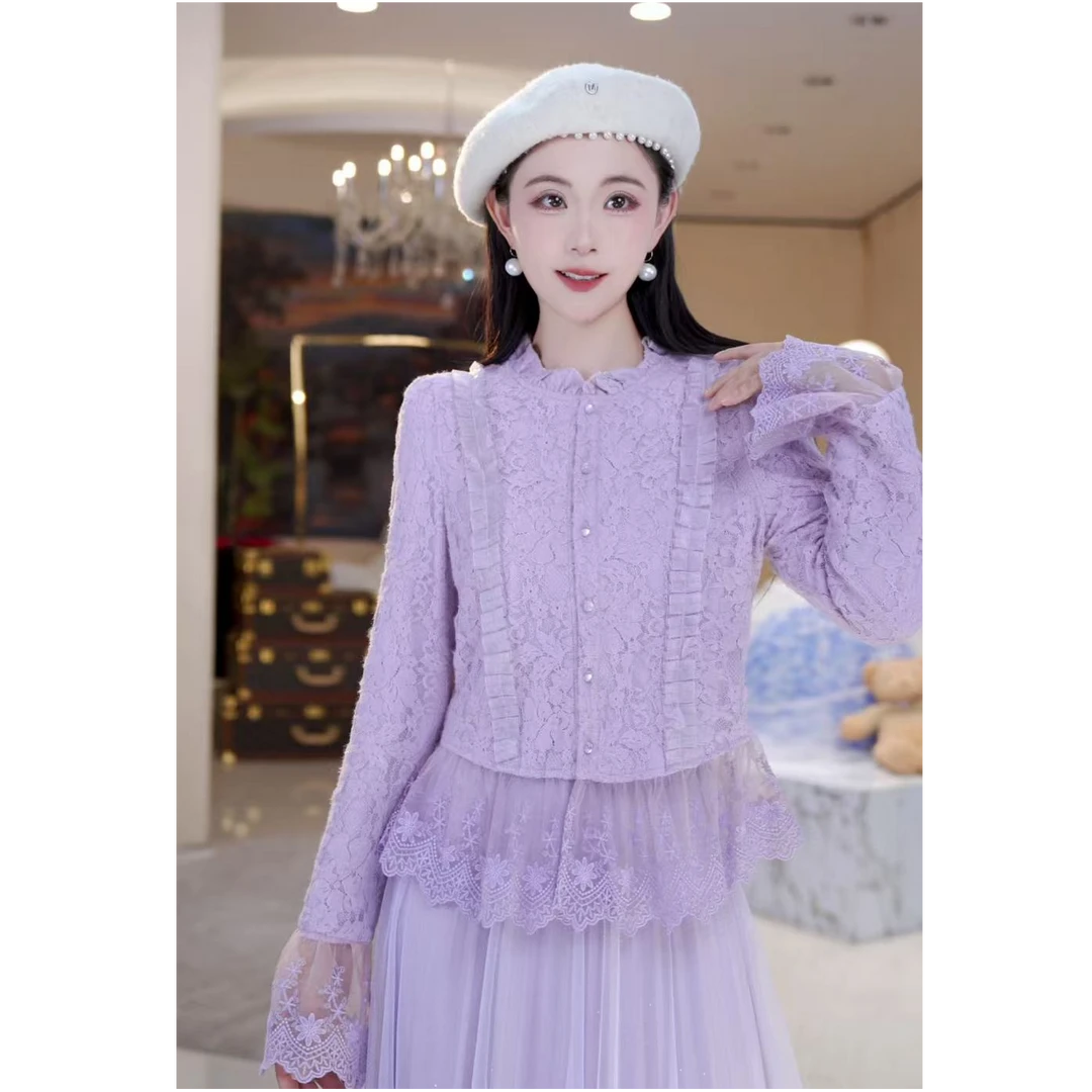 时尚百搭蕾丝花边衬衫815273+815309