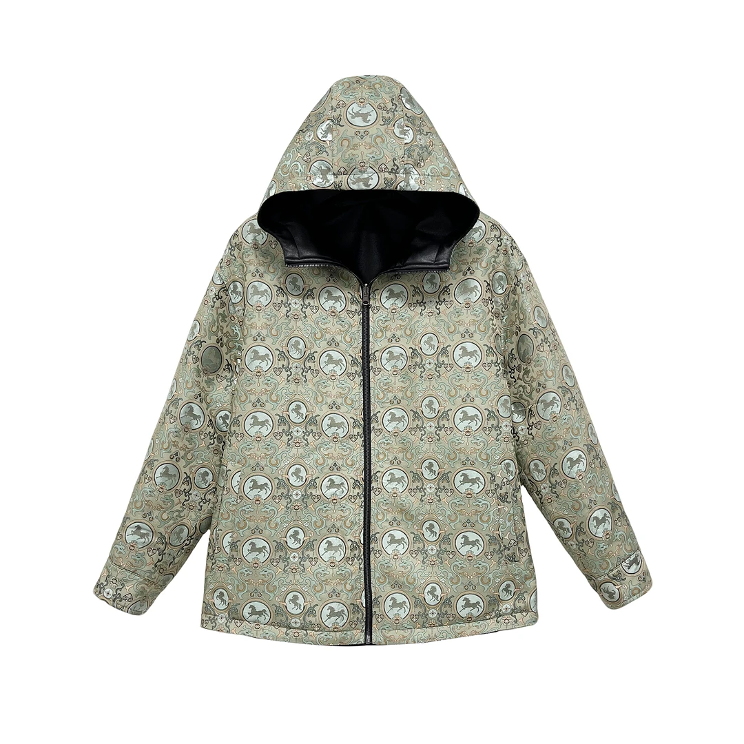 B251030-[龙马精神]秋冬新款桑蚕丝宋锦加厚保暖棉服外套