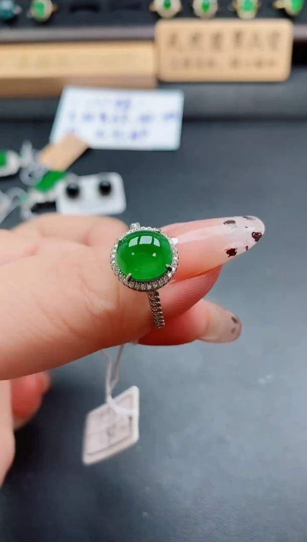 银S925镶嵌戒指翡翠1