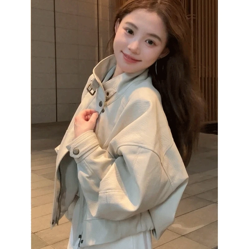 韩系酷飒风短款皮衣外套女秋季2025新款高级感气质百搭皮夹克上衣