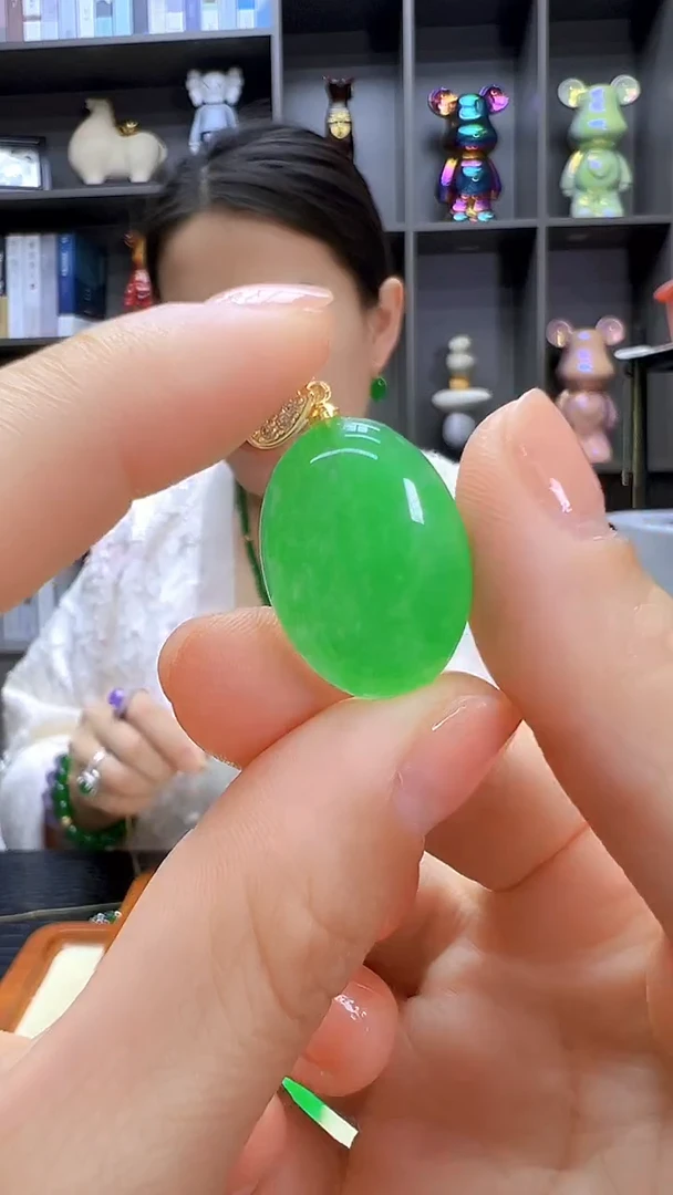 翡翠14K金镶嵌颈饰沉白diy劲饰