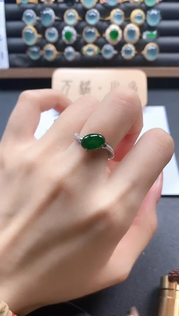 银S925镶嵌戒指翡翠51511