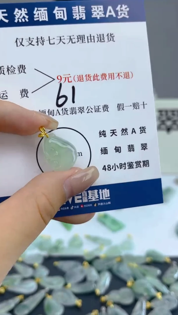 颈饰18K金镶嵌翡翠天然A货翡翠  61