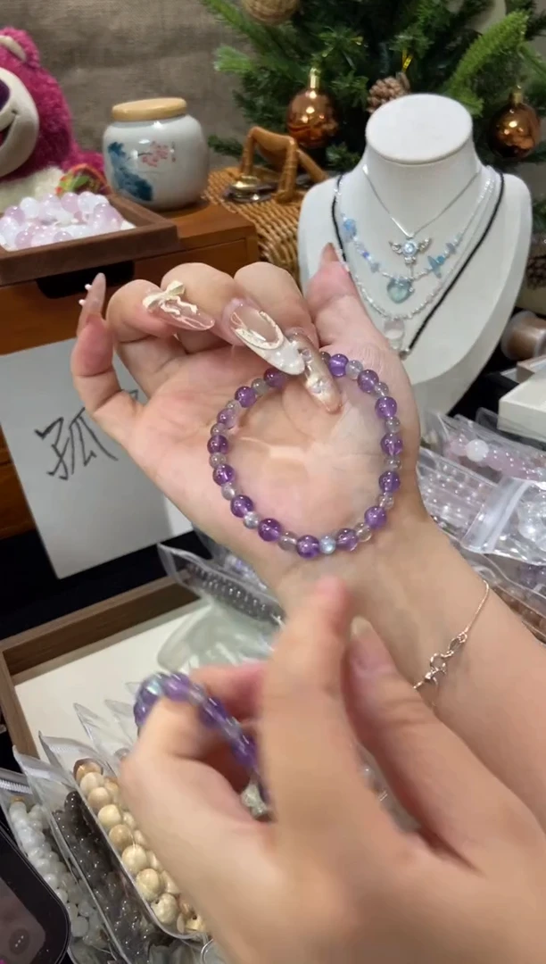 水晶手串未镶嵌孤品捡漏均匀瑕疵介意勿拍