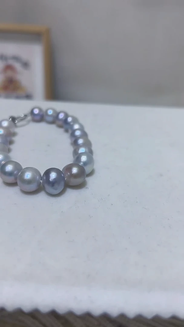 银S925镶嵌淡水珍珠手链4