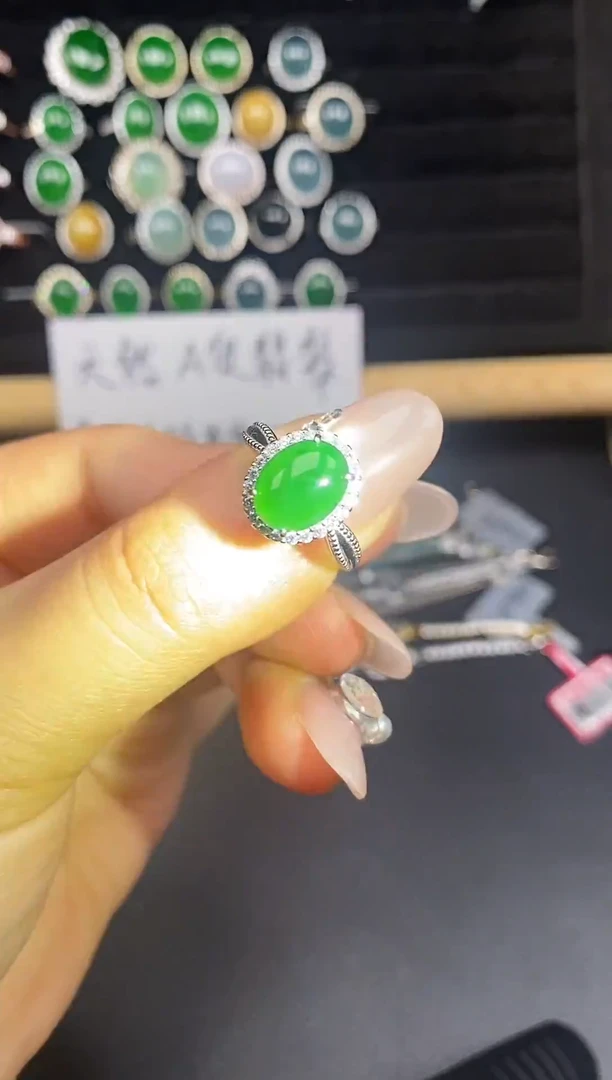 银S925镶嵌戒指翡翠7892