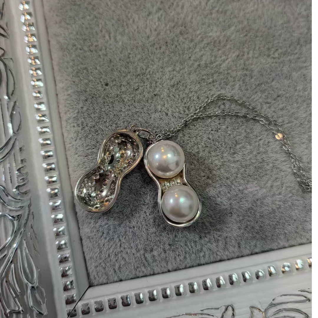 Zephyr淡水珍珠好运花生项链文艺小众设计（8-9mm珠）时尚精美