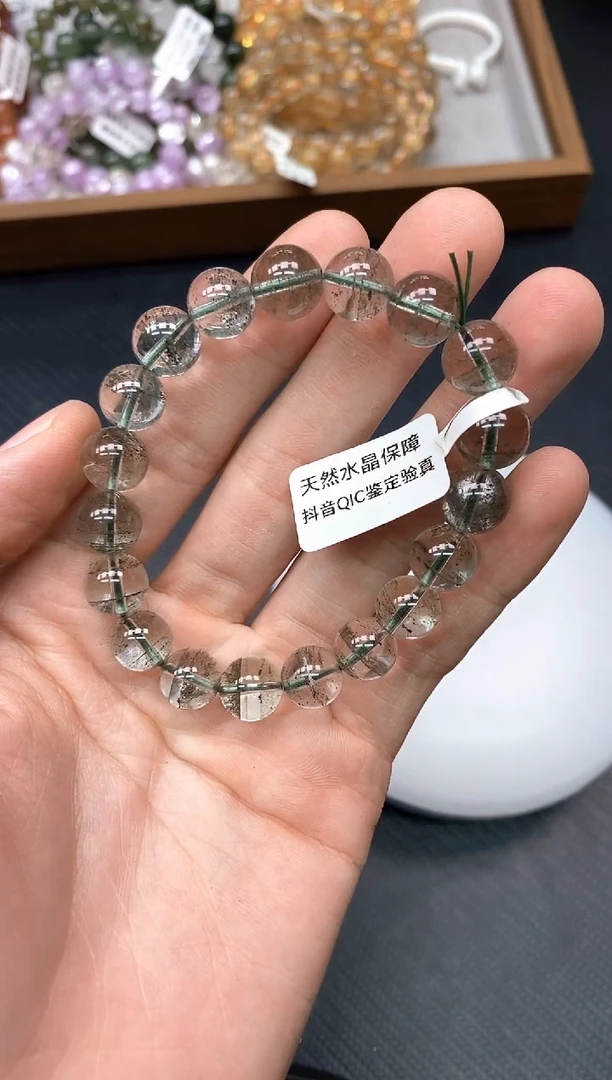 未镶嵌手串水晶A21绿幽灵10mm