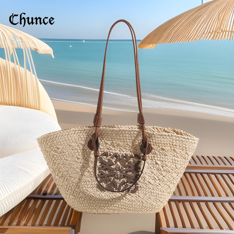 Chunce草编包大容量时尚新款手工编织托特包度假风沙滩女包