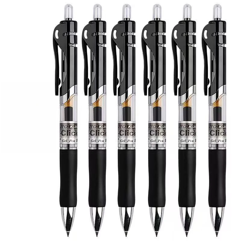 【新疆包邮】K35商务按动中性笔学生黑色考试签字笔0.5mm（12支）